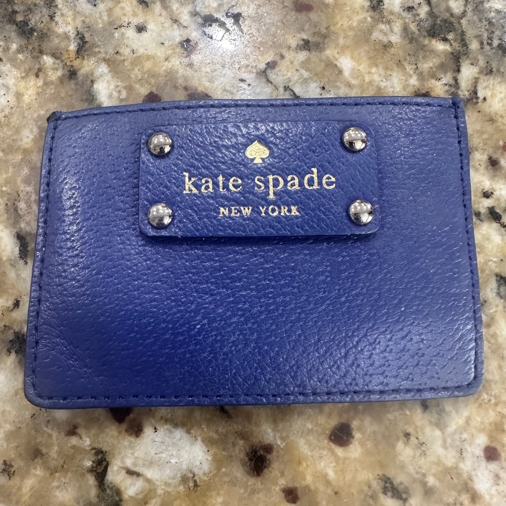 Kate Spade Wellesley Graham Card Case in Blue Leather.